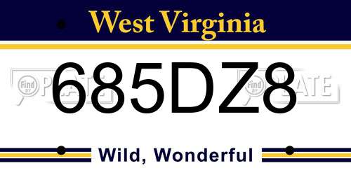 685DZ8 West Virginia License Plate