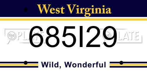 685I29 West Virginia License Plate