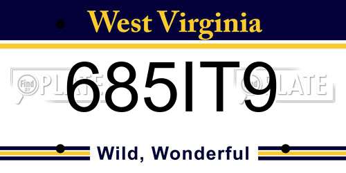 685IT9 West Virginia License Plate