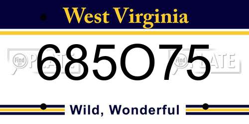 685O75 West Virginia License Plate