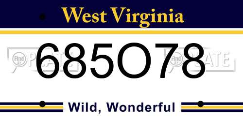 685O78 West Virginia License Plate