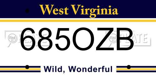 685OZB West Virginia License Plate