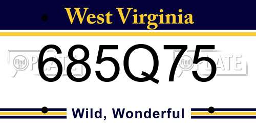 685Q75 West Virginia License Plate
