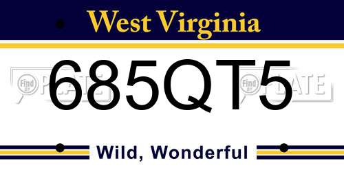 685QT5 West Virginia License Plate