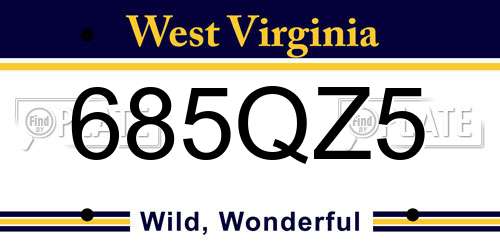 685QZ5 West Virginia License Plate
