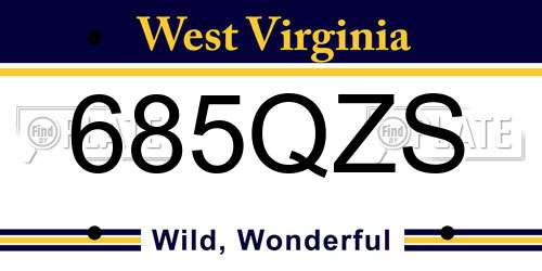 685QZS West Virginia License Plate