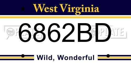6862BD West Virginia License Plate