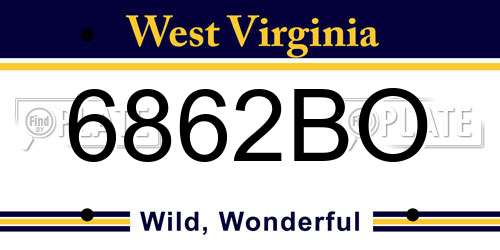6862BO West Virginia License Plate
