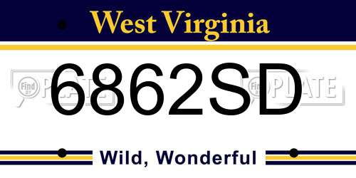 6862SD West Virginia License Plate