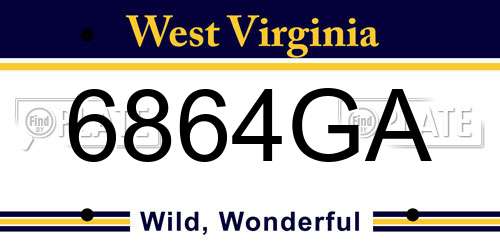 6864GA West Virginia License Plate