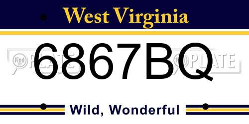 6867BQ West Virginia License Plate