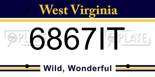 6867IT West Virginia License Plate