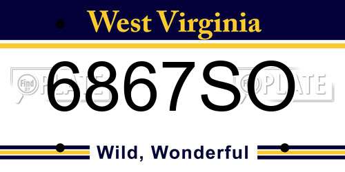6867SO West Virginia License Plate
