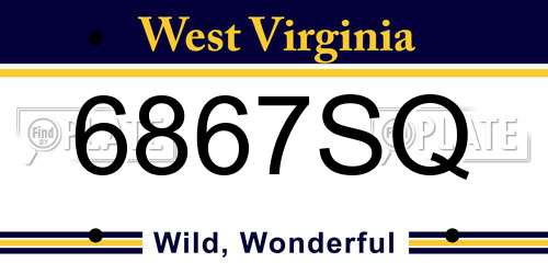 6867SQ West Virginia License Plate