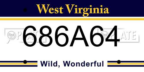 686A64 West Virginia License Plate
