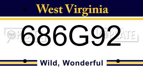 686G92 West Virginia License Plate