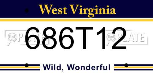 686T12 West Virginia License Plate