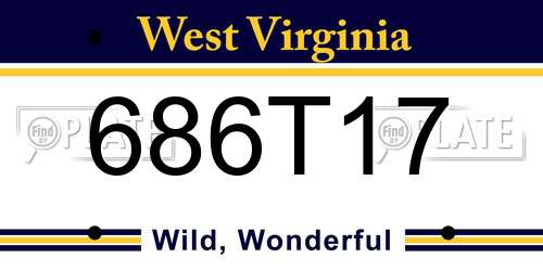 686T17 West Virginia License Plate