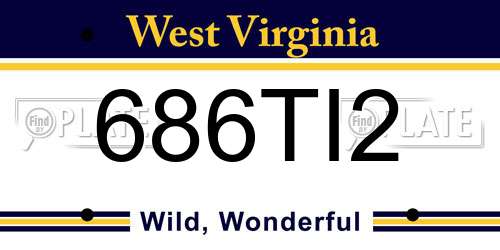 686TI2 West Virginia License Plate