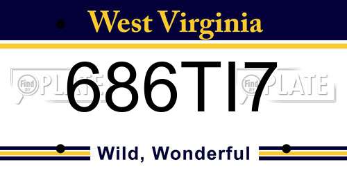686TI7 West Virginia License Plate
