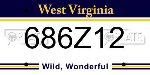 686Z12 West Virginia License Plate