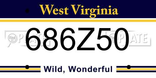 686Z50 West Virginia License Plate