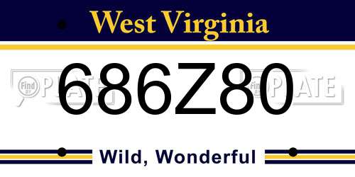 686Z80 West Virginia License Plate
