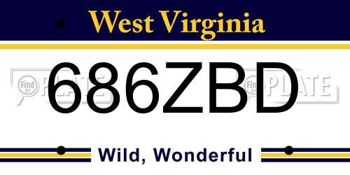 686ZBD West Virginia License Plate