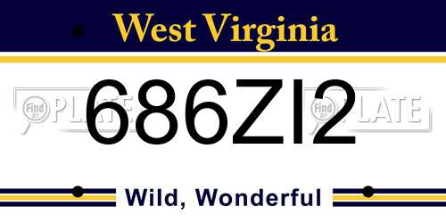 686ZI2 West Virginia License Plate