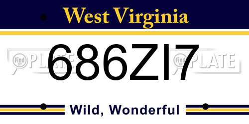 686ZI7 West Virginia License Plate