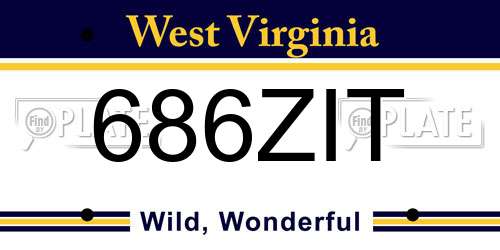 686ZIT West Virginia License Plate