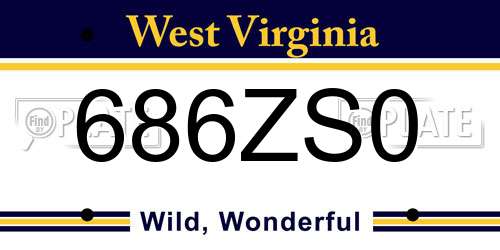 686ZS0 West Virginia License Plate
