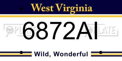 6872AI West Virginia License Plate