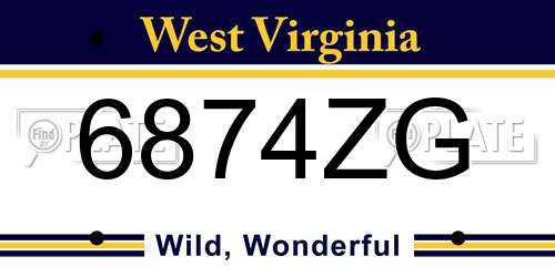 6874ZG West Virginia License Plate