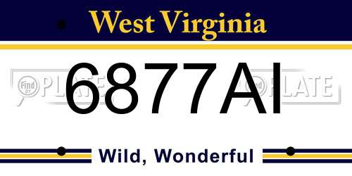 6877AI West Virginia License Plate