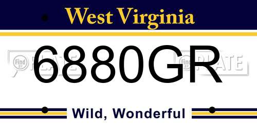 6880GR West Virginia License Plate