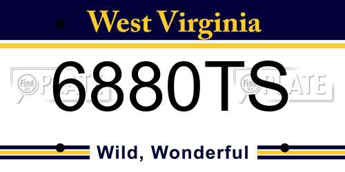 6880TS West Virginia License Plate