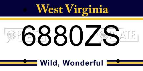 6880ZS West Virginia License Plate