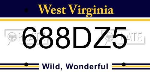 688DZ5 West Virginia License Plate