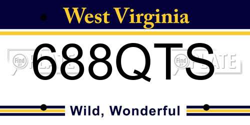 688QTS West Virginia License Plate