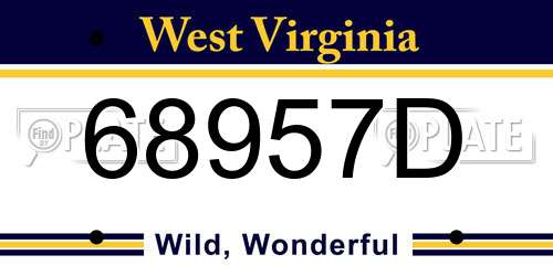 68957D West Virginia License Plate