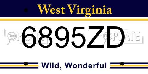 6895ZD West Virginia License Plate