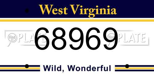 68969 West Virginia License Plate