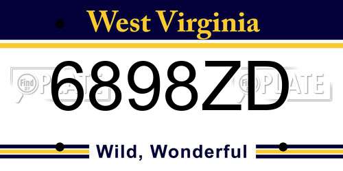 6898ZD West Virginia License Plate