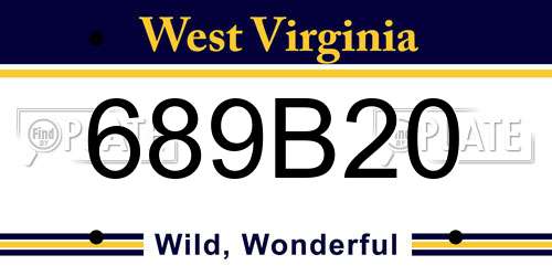 689B20 West Virginia License Plate