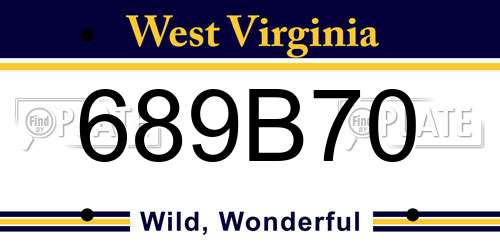 689B70 West Virginia License Plate