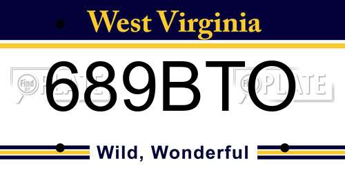689BTO West Virginia License Plate