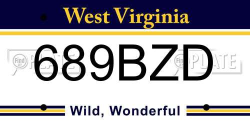 689BZD West Virginia License Plate