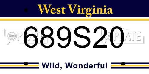 689S20 West Virginia License Plate