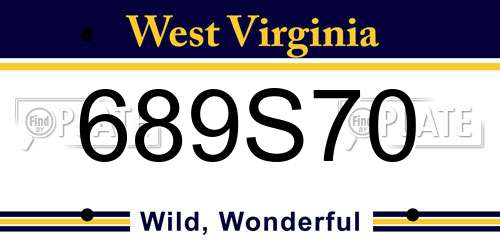 689S70 West Virginia License Plate